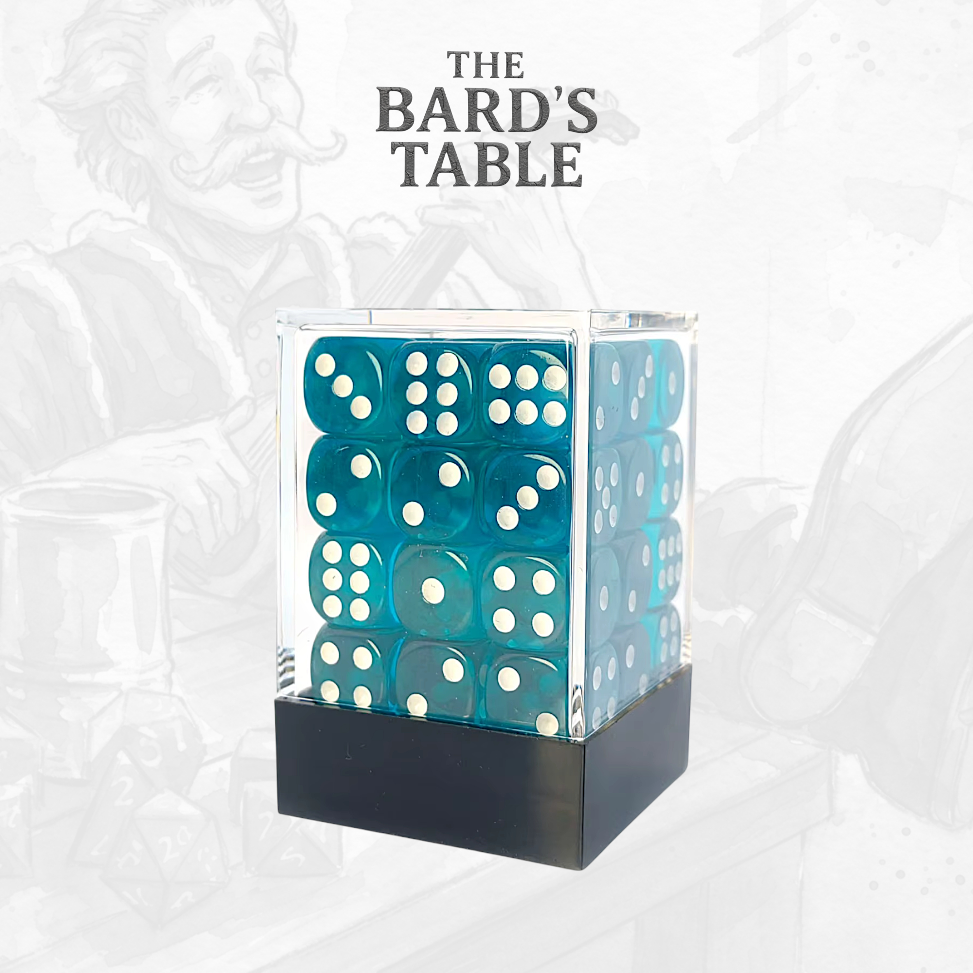 Translucent Lake Blue - 36x Rounded-Square 12mm Dice